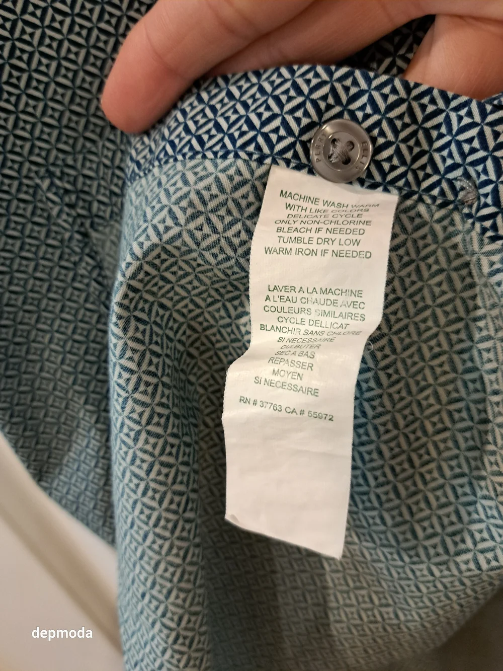 Perry Ellis Men's Short-Sleeve Button-Down Shirt - Green Pattern Size S